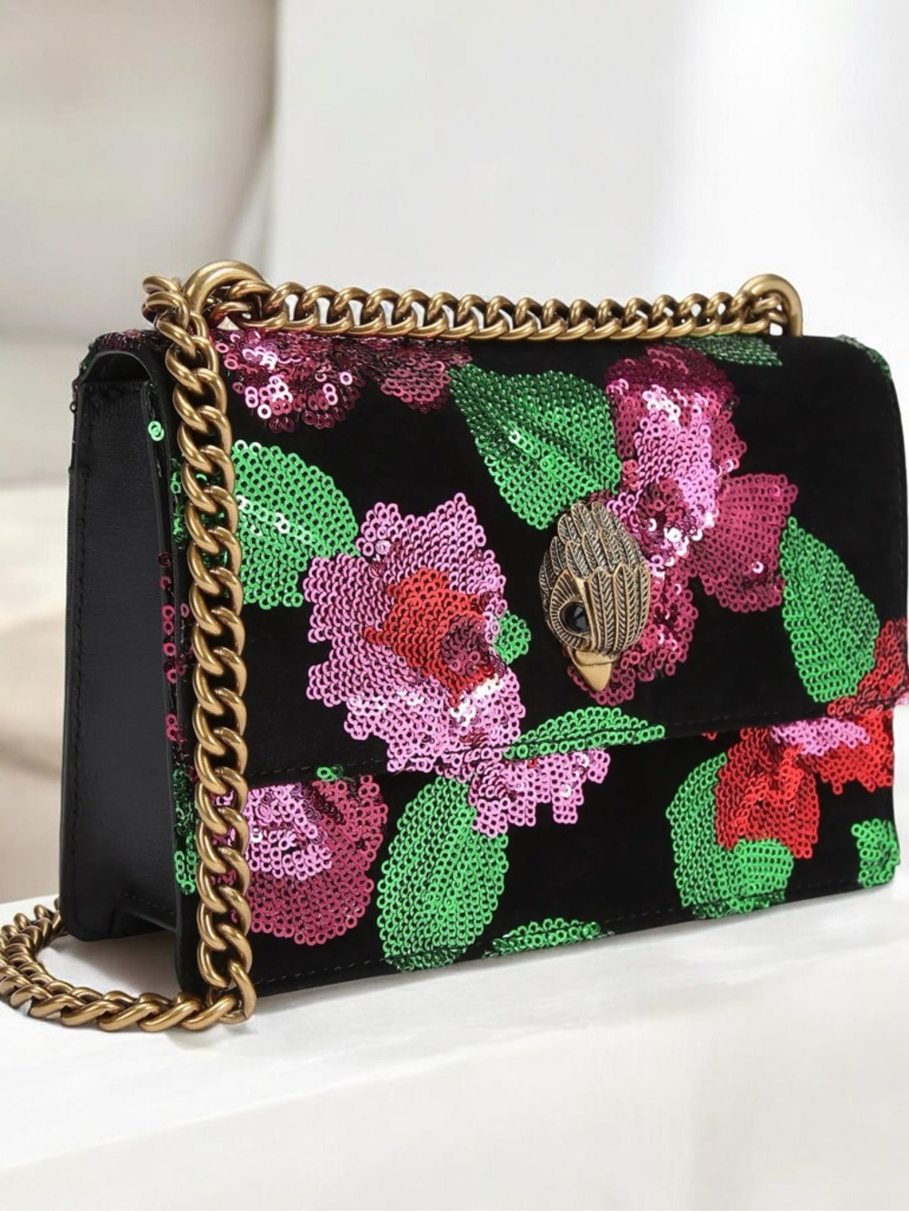 Kurt Geiger London Shoreditch Floral Sequin Small Crossbody Bag - Picture 3 of 7